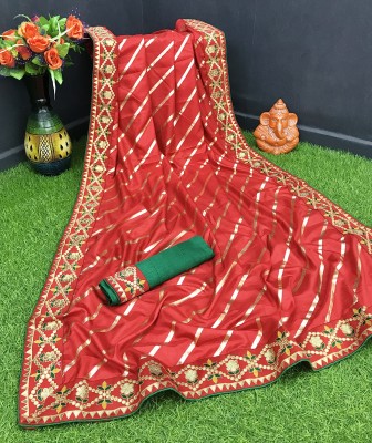 Aksh Fashion Self Design Bollywood Silk Blend Saree(Red)