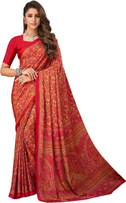REBOOT FASHIONS Floral Print Bollywood Crepe Saree(Multicolor)