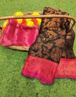 Vihan Fab Woven Daily Wear Brasso Saree(Black)