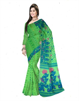 Pradip Fabrics Woven Jamdani Cotton Silk Saree(Green)