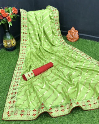 jayant creation Floral Print Daily Wear Satin Saree(Light Green)