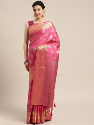 MIMOSA Paisley Kanjivaram Art Silk Saree(Pink)