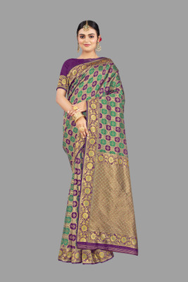 Santraj Texo Fab Pvt Ltd Woven Banarasi Art Silk Saree(Multicolor)
