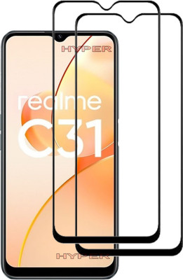 Hyper Edge To Edge Tempered Glass for realme c31, Realme C31(Pack of 2)