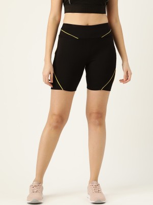 Dressberry Solid Women Black Sports Shorts