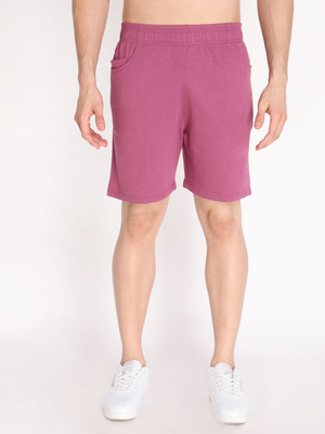 CHKOKKO Solid Men Pink Casual Shorts