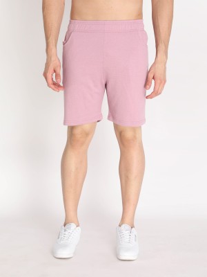 CHKOKKO Solid Men Pink Casual Shorts