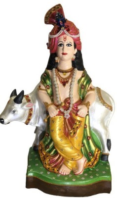 SMC home Decor Terracotta / Clay / Mitti / Earthen Decorated Lord Krishna for Home Decor , Gift Decorative Showpiece  -  50 cm(Clay, Terracotta, Multicolor)