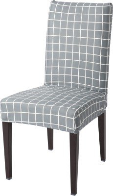 HOKiPO Polyester Checkered Chair Cover(Grey Pack of 1)