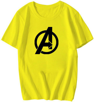 Fashion And Youth Printed Men Round Neck Yellow T-Shirt