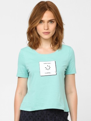 VERO MODA Printed Women Round Neck Green T-Shirt