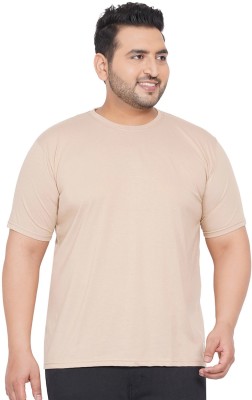 JOHN PRIDE Solid Men Round Neck Brown T-Shirt