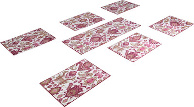 VHC Rectangular Pack of 7 Table Placemat(Maroon, Cotton)