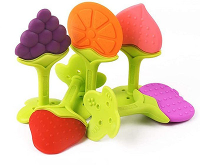 smilykid Baby Fruit Shape Silicone Teethers Soft Silicone Pack of 5 Teether(Multicolor)