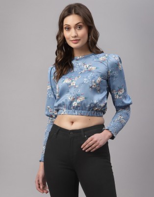 Selvia Casual Printed Women Blue Top