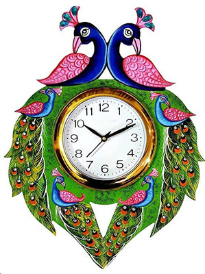 SAGAR HANDICRAFT Analog 40.62 cm X 33.02 cm Wall Clock(Multicolor, With Glass, Standard)