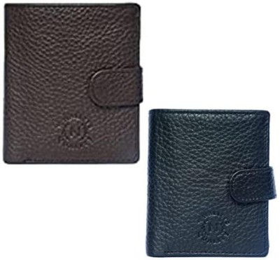N WALLETS Men Casual Brown, Black Genuine Leather Wallet(17 Card Slots, Pack of 2)