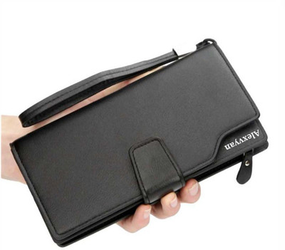 AlexVyan Women Casual, Ethnic, Evening/Party, Formal, Travel, Trendy Black Genuine Leather Wallet(17 Card Slots)