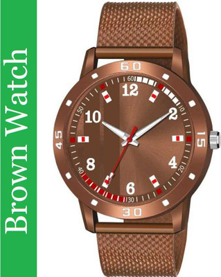 PZOZ Brown Numeric Case With Luxurious Brown PU Belt Analog Watch - For Men Analog Watch  - For Men