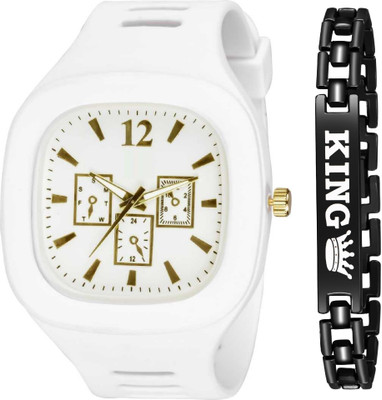 NEWMODIFIED NEW SQURE MODAL STEEL DIAL COVERD WATCH AND PU CASE AND STRAP WATCH FOR BOY Analog Watch  - For Men