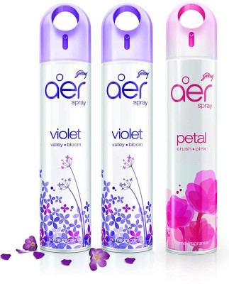 Godrej Aer Freshener Violet Valley Bloom & Petal Crush Pink - Home & Office | Pack of 3 Spray(3 x 240 ml)