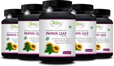 Riffway Papaya Leaf Vitamin Pills Helps Immunity & Increases Blood Platelets Production(Pack of 5)