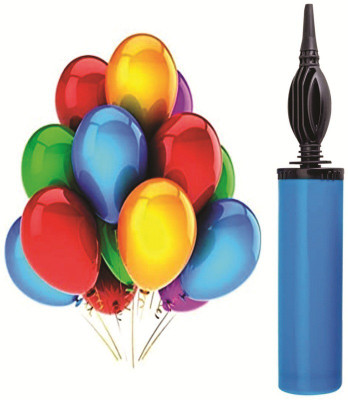 shribalaji Solid Balloon+Pump kit-10pc Multi Metallic Balloon/1pc Blue Air Pump for Party Supplie Balloon(Multicolor, Pack of 11)