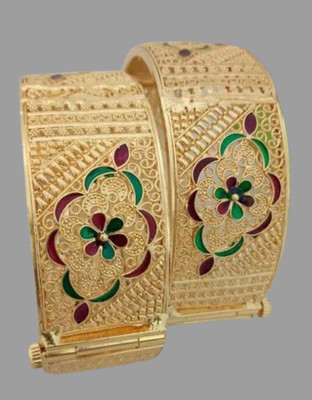 Primectrla Fab Brass Diamond Gold-plated Bracelet Set(Pack of 2)