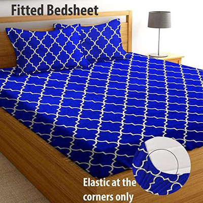 CRAFTS HUB 180 TC Microfiber Double Checkered Fitted (Elastic) Bedsheet(Pack of 1, Multicolor)