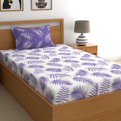 Home Ecstasy 140 TC Cotton Single Floral Flat Bedsheet(Pack of 1, Purple)