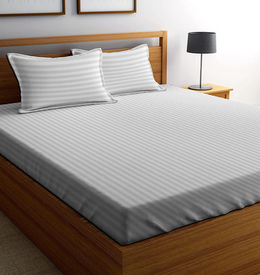 Iwonder Cotton Double Flat 120 TC Printed Bedsheet(Pack of 1, White)