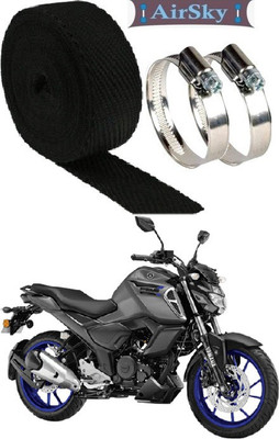 AIRSKY (3Mtr, Black) 1 Silencer Wrap With 2 Clamp For FZ S V3.0 Bike Exhaust Heat Shield