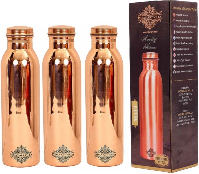 IndianArtVilla Set of 3 Pure Copper water Bottle,Leak Proof Joint Free 1000 ml Bottle(Pack of 3, Brown, Copper)