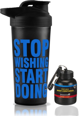 COOL INDIANS Premium Sports Gym Shaker Bottle with Whey Loader for PRE Workout. 700 ml Shaker(Pack of 2, Blue, Plastic)