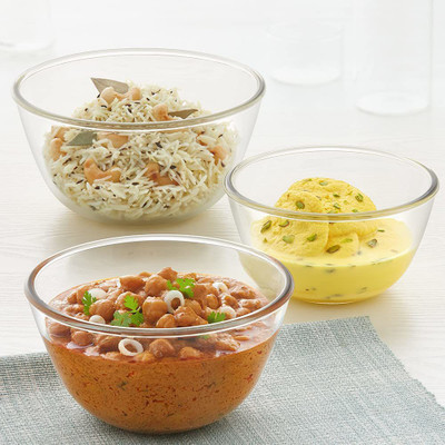 BOROSIL Borosilicate Glass Mixing Bowl(Pack of 3, Clear)