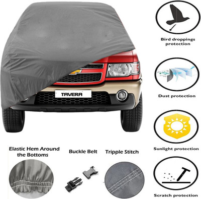 E mart Car Cover For Chevrolet Tavera (Without Mirror Pockets)(Grey)