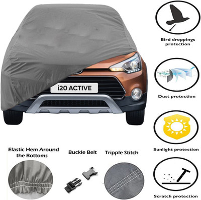 E mart Car Cover For Hyundai i20 Active (Without Mirror Pockets)(Grey)