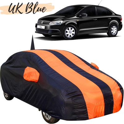 UK Blue Car Cover For Volkswagen Vento (With Mirror Pockets)(Orange)