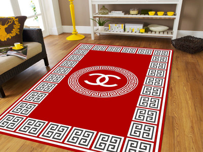 Sparrow world Red Cotton Carpet(5 ft,  X 7 ft, Rectangle)