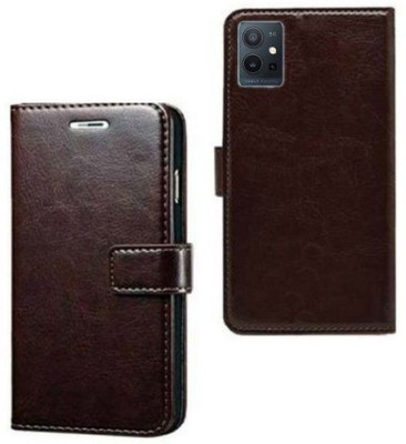 Aarnov Flip Cover for Vivo T1 5G(Brown, Dual Protection, Pack of: 1)