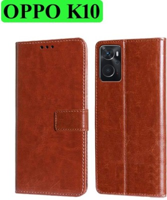 Wynhard Flip Cover for OPPO K10(Brown, Grip Case, Pack of: 1)