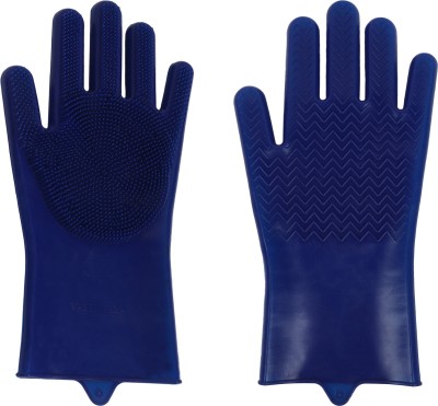 DHONI Reusable Silicone Hand Cleaning Gloves For Dish washing / Kitchen / Gardening Wet and Dry Glove(Free Size)