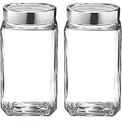 Adhunyk Glass Grocery Container  - 1000 ml(Pack of 2, Clear)