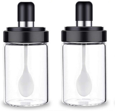 AshandRoh Glass Tea Coffee & Sugar Container  - 250 ml(Pack of 2, Clear)