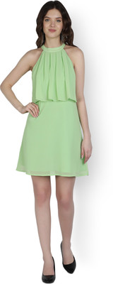 NUEVOSDAMAS Women A-line Light Green Above Knee/Mid Thigh Length Dress