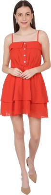 NUEVOSDAMAS Women A-line Orange Dress