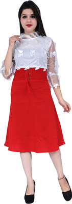 Bowden & Cahill Women Fit and Flare Red Knee Length Dress