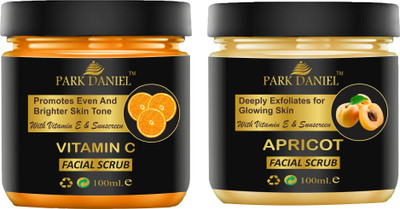 PARK DANIEL Vitamin C & Apricot Face Scrub For Tan Removal Pack of 2 Jars of 100 ml(200 ml) Scrub(200 ml)
