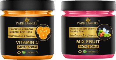 PARK DANIEL Vitamin C & MixFruit Face Scrub For Tan Removal Pack of 2 Jars of 100 ml(200 ml) Scrub(200 ml)