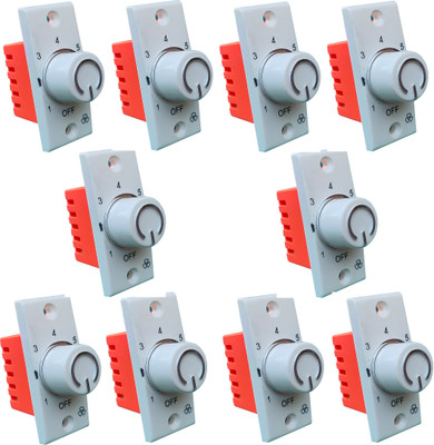 Hiru SWITCH 7 STEP - 10 PCS CHROME FAN REGULATOR for Home & Office Step-Type Button Regulator